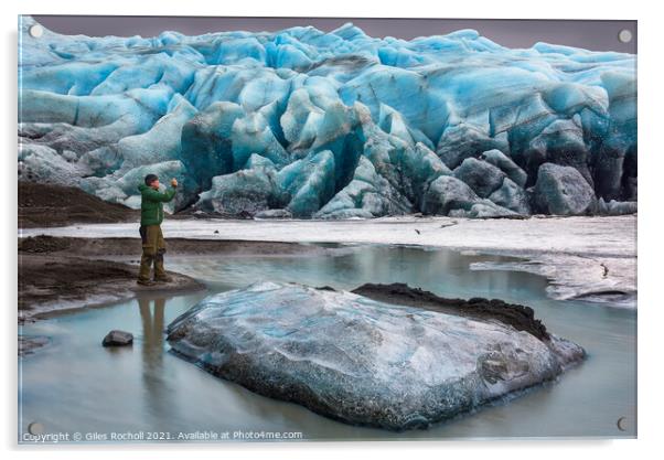 Photographer exploring Iceland Acrylic by Giles Rocholl