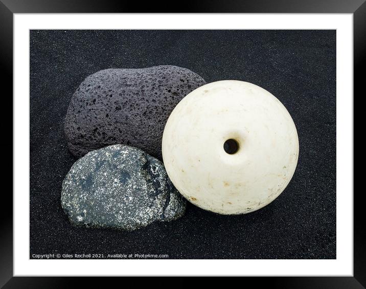 Rocks black sand and beach Iceland Framed Mounted Print by Giles Rocholl