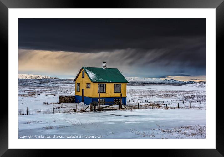 Isolated house snowy Iceland Framed Mounted Print by Giles Rocholl