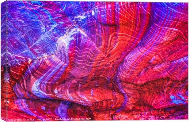 Red Blue Rock Magnesium Abstract Near Royal Tombs Petra Jordan Canvas Print by William Perry