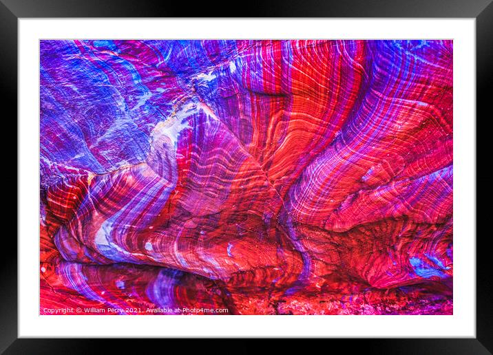 Red Blue Rock Magnesium Abstract Near Royal Tombs Petra Jordan Framed Mounted Print by William Perry