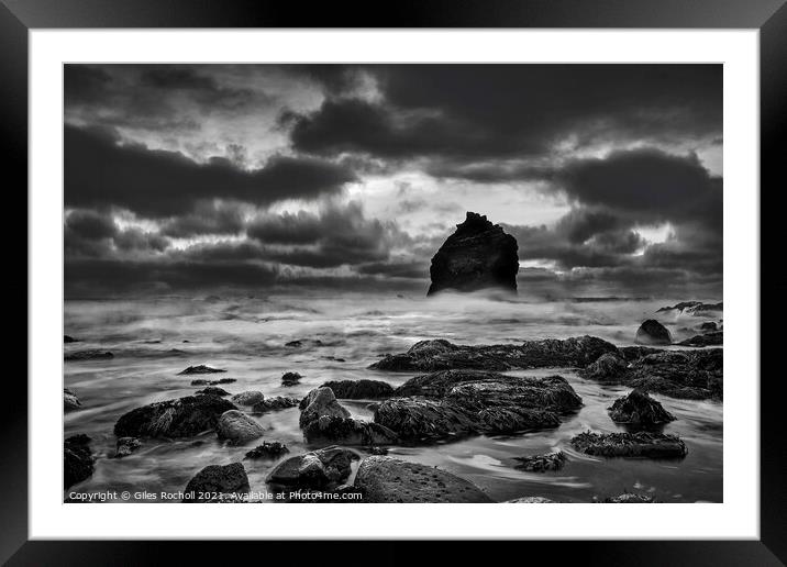 Sea stack and storm Iceland Framed Mounted Print by Giles Rocholl