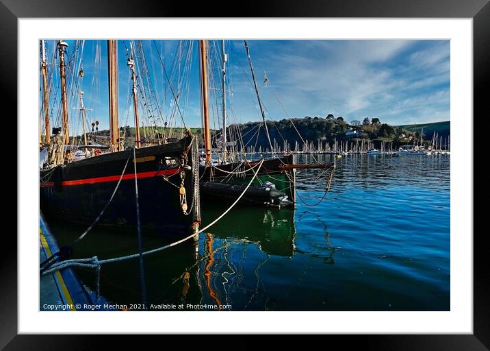 Twin Ketches on River Dart Framed Mounted Print by Roger Mechan