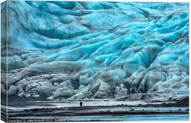 Iceland glacier and photographer. Canvas Print by Giles Rocholl
