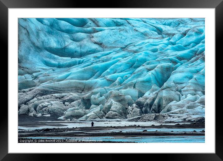 Iceland glacier and photographer. Framed Mounted Print by Giles Rocholl