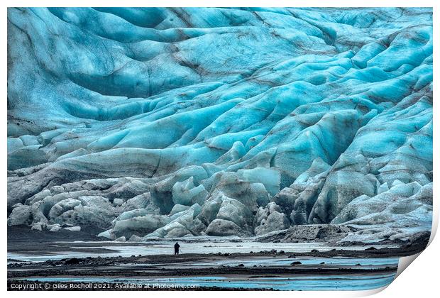 Iceland glacier and photographer. Print by Giles Rocholl