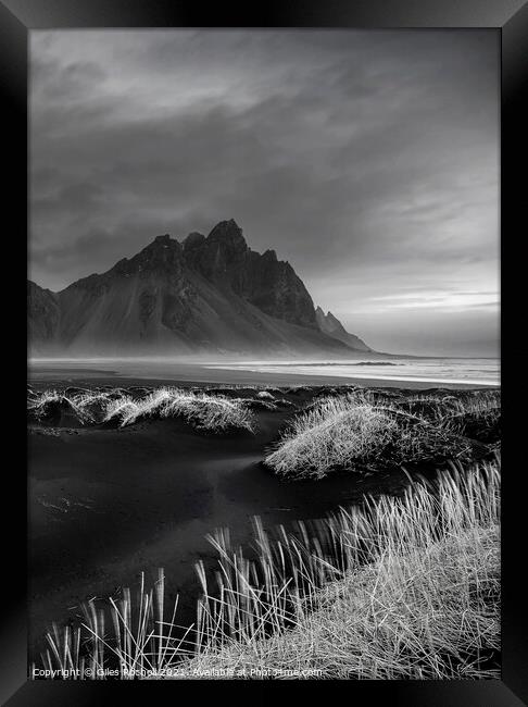 Vestrahorn black dunes Iceland Framed Print by Giles Rocholl