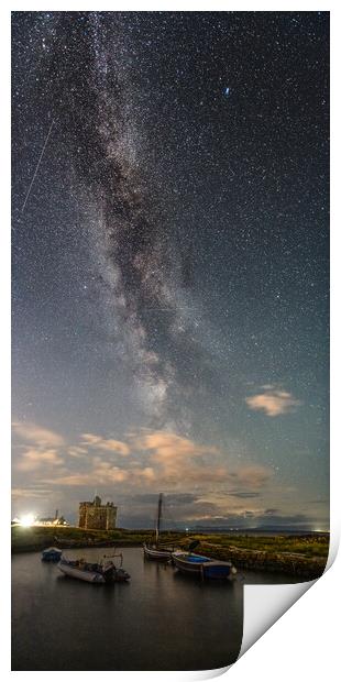 Milkyway over portencross harbour Print by Chris Wright
