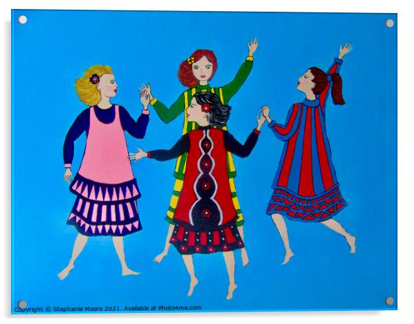 Girls Dancing Acrylic by Stephanie Moore