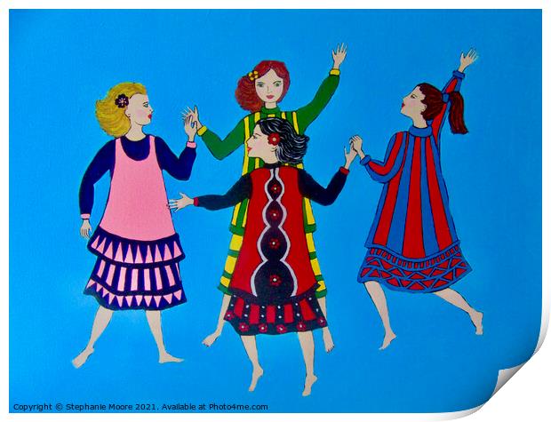 Girls Dancing Print by Stephanie Moore