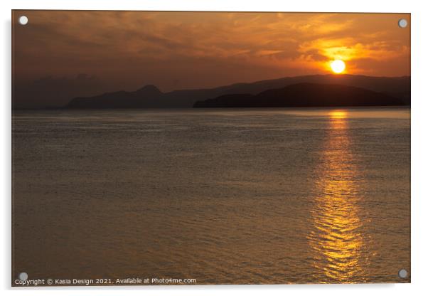 Golden Sun over Mirabello Bay, Crete, Greece Acrylic by Kasia Design