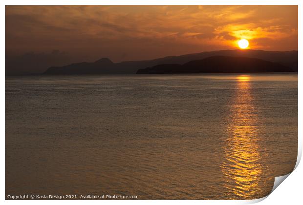 Golden Sun over Mirabello Bay, Crete, Greece Print by Kasia Design