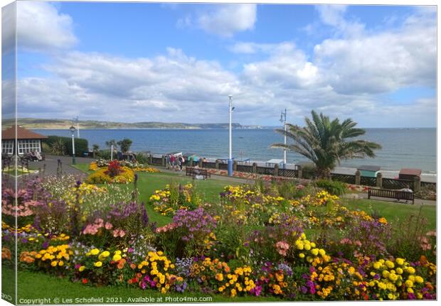 Greenhill Gardens Weymouth Canvas Print by Les Schofield