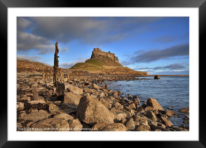 Evening Light on Lindisfarne Framed Mounted Print by paula smith