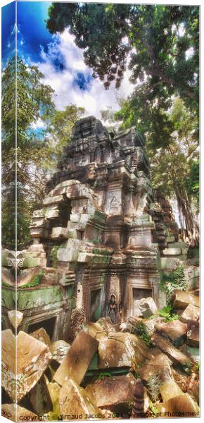 Ancient ruins at the Bayon Temple, Angkor Wat Canvas Print by Arnaud Jacobs
