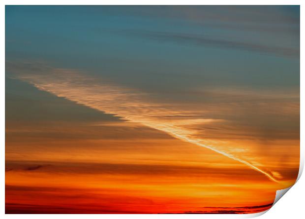 Contrail at sunset Print by Rory Hailes