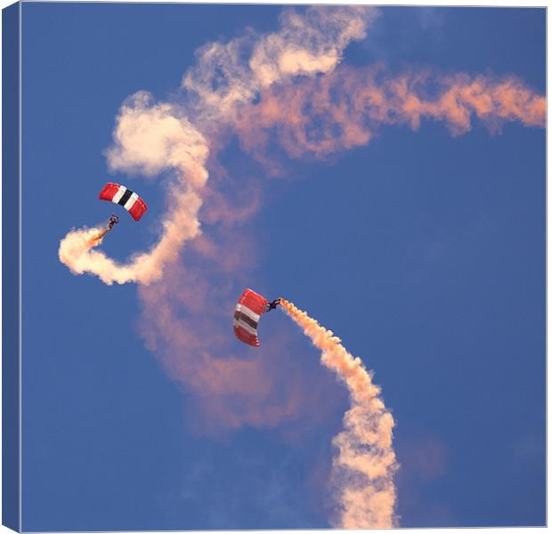 Red Devils Free Fall Parachute Team Canvas Print by Ian Middleton
