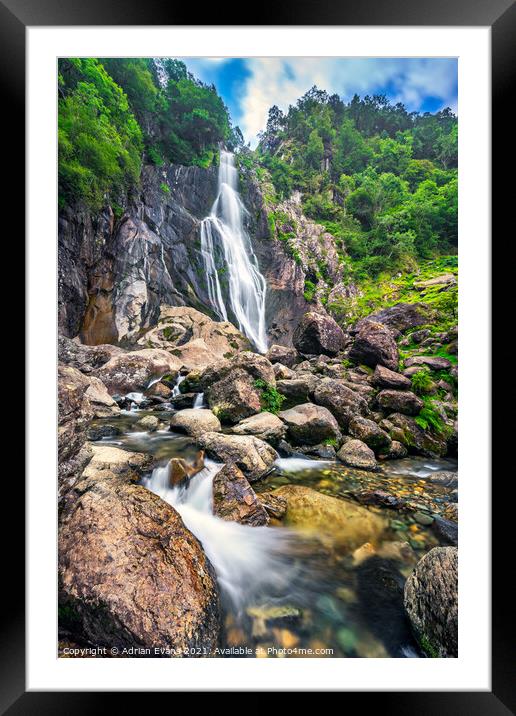 Aber Falls Gwynedd Wales Framed Mounted Print by Adrian Evans