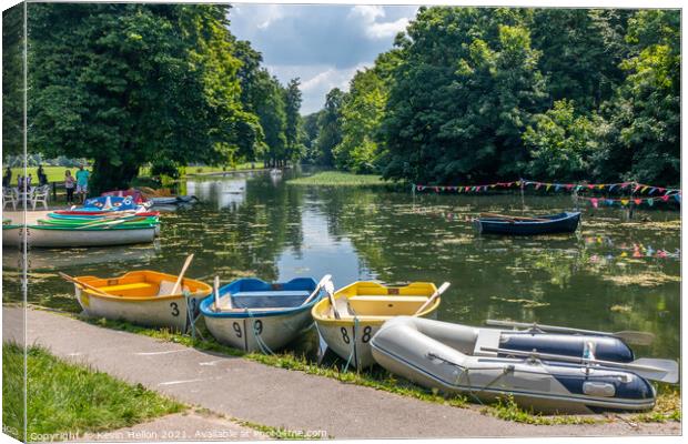 Boats on the Dam in The Rai park, High Wycombe Canvas Print by Kevin Hellon