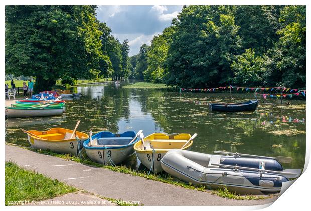 Boats on the Dam in The Rai park, High Wycombe Print by Kevin Hellon