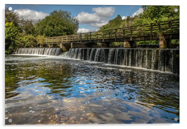 Wier on the river Avon Acrylic by Andy Dow