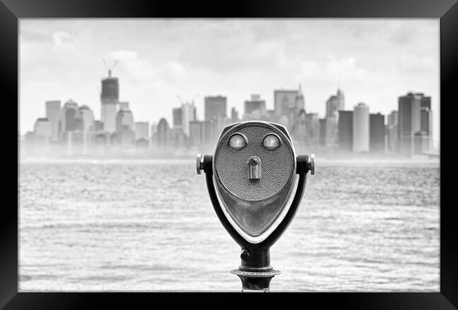 New York from Liberty Island Framed Print by Giles Rocholl