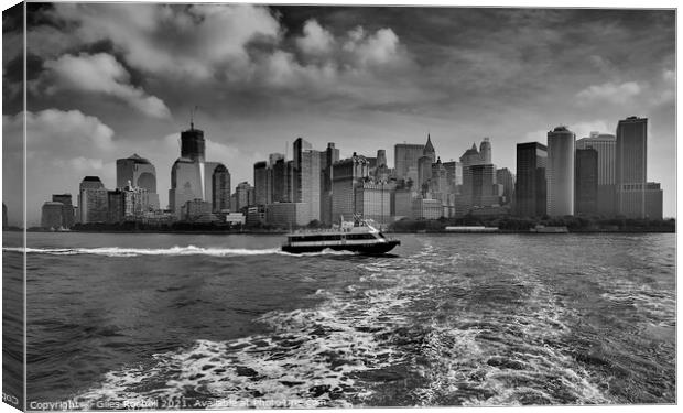 New York from Liberty Island Ferry Canvas Print by Giles Rocholl