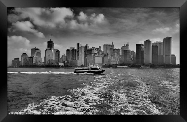 New York from Liberty Island Ferry Framed Print by Giles Rocholl