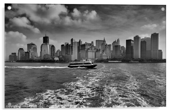 New York from Liberty Island Ferry Acrylic by Giles Rocholl
