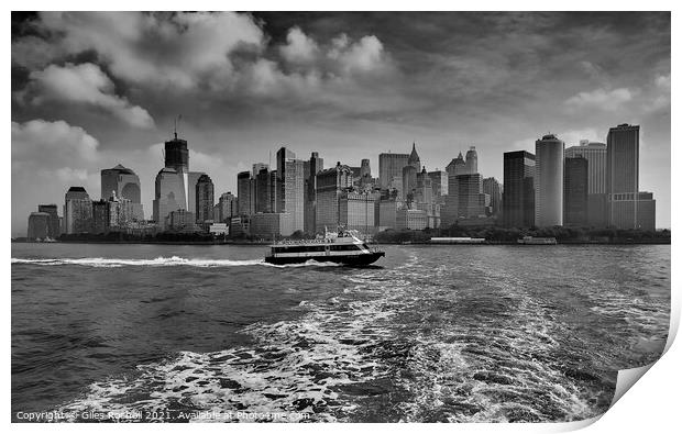 New York from Liberty Island Ferry Print by Giles Rocholl