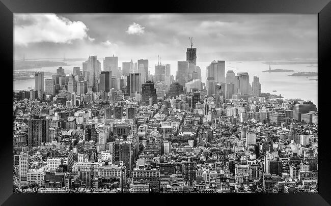 Manhattan from Empire States New York Framed Print by Giles Rocholl