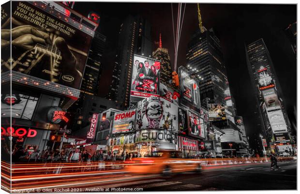 Times Square New York Cab Canvas Print by Giles Rocholl