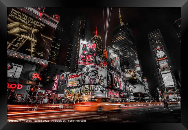 Times Square New York Cab Framed Print by Giles Rocholl