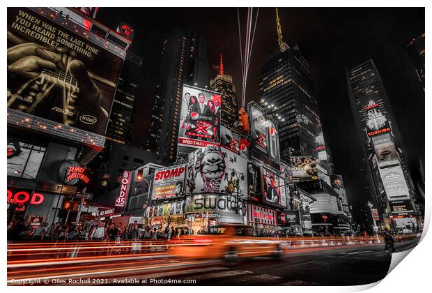 Times Square New York Cab Print by Giles Rocholl