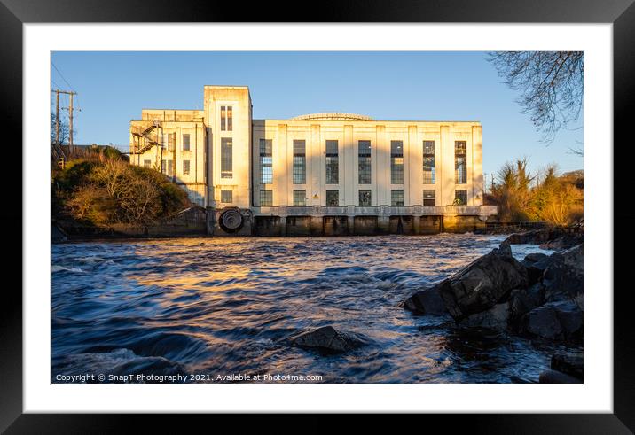 The River Dee at Tongland Power Station at sunset on a winters d Framed Mounted Print by SnapT Photography
