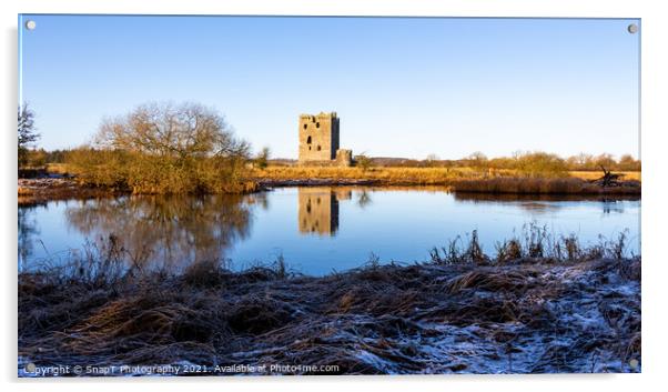 Threave Castle reflecting on the River Dee in the winter sun and Acrylic by SnapT Photography