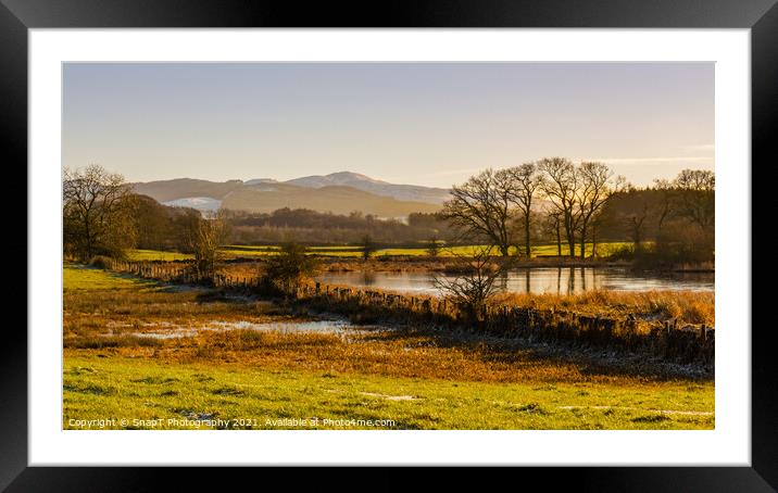 The River Dee in winter with a snow covered Bengairn Hill in the Framed Mounted Print by SnapT Photography