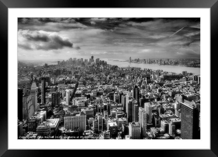 Manhattan from Empire State building New York Framed Mounted Print by Giles Rocholl