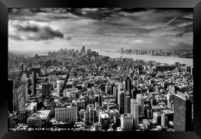 Manhattan from Empire State building New York Framed Print by Giles Rocholl