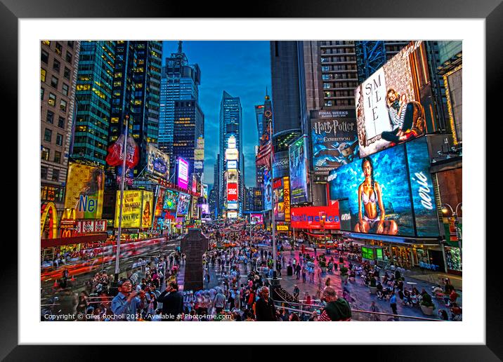 Times Square New York Framed Mounted Print by Giles Rocholl