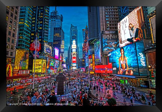 Times Square New York Framed Print by Giles Rocholl