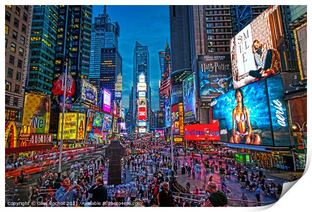 Times Square New York Print by Giles Rocholl