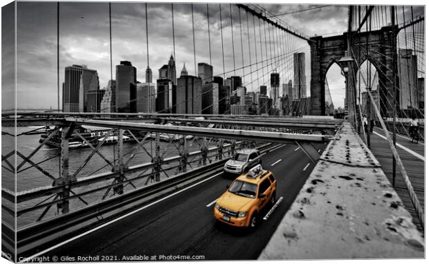 Yellow Taxi cab New York Canvas Print by Giles Rocholl