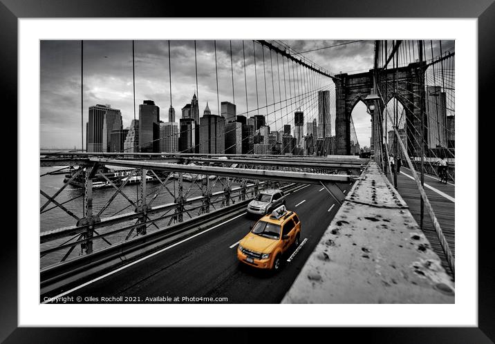 Yellow Taxi cab New York Framed Mounted Print by Giles Rocholl