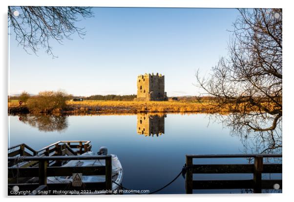 The boat crossing at Threave Castle, reflecting on the River Dee Acrylic by SnapT Photography