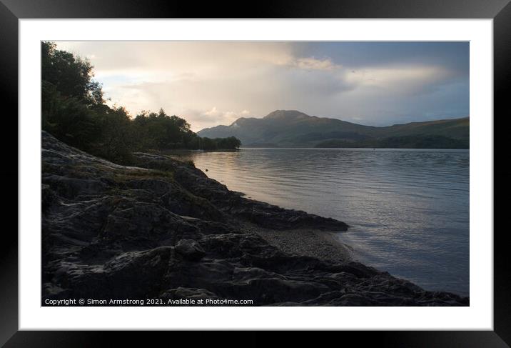 Sunset behind Loch Lomond, Luss, Scotland Framed Mounted Print by Simon Armstrong