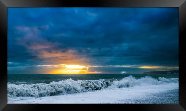 Sky clouds and waves Framed Print by Ben Russell
