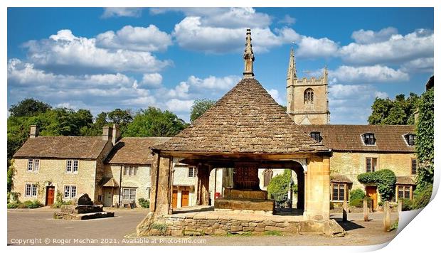 The Charming Market Cross of Castle Combe Print by Roger Mechan