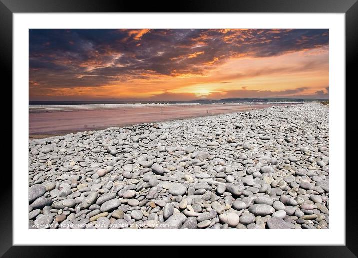 Threatening Sunset at Westward Ho! Framed Mounted Print by Roger Mechan