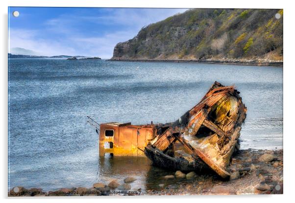 Lower Diabeg Shipwreck Acrylic by Alan Simpson